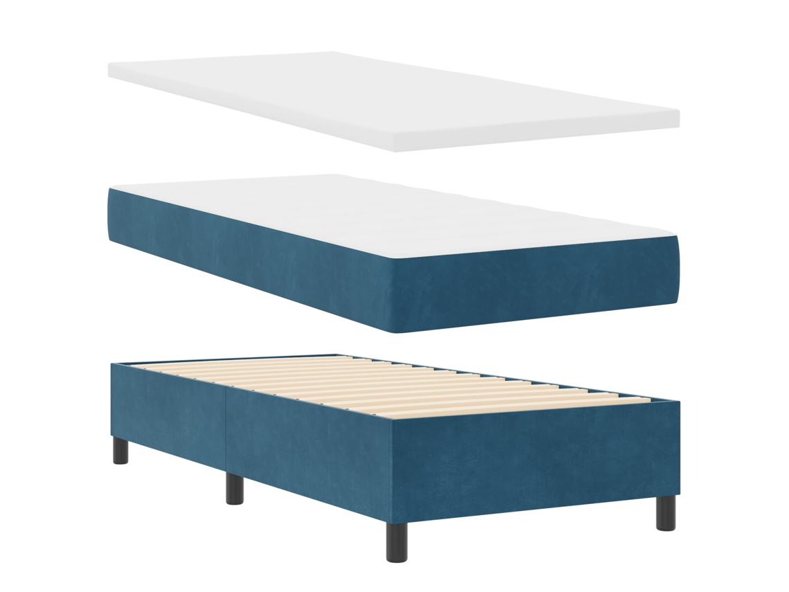 Conjunto 1 Cama Box Vidaxl Azul Veludo (200 X 100 Cm)