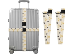 Conjunto De 2 Cintas Bagagem Personalizáveis Em Formato Cabeça Vaca Para Malas, Com Fivelas De Fechamento, Cor Creme