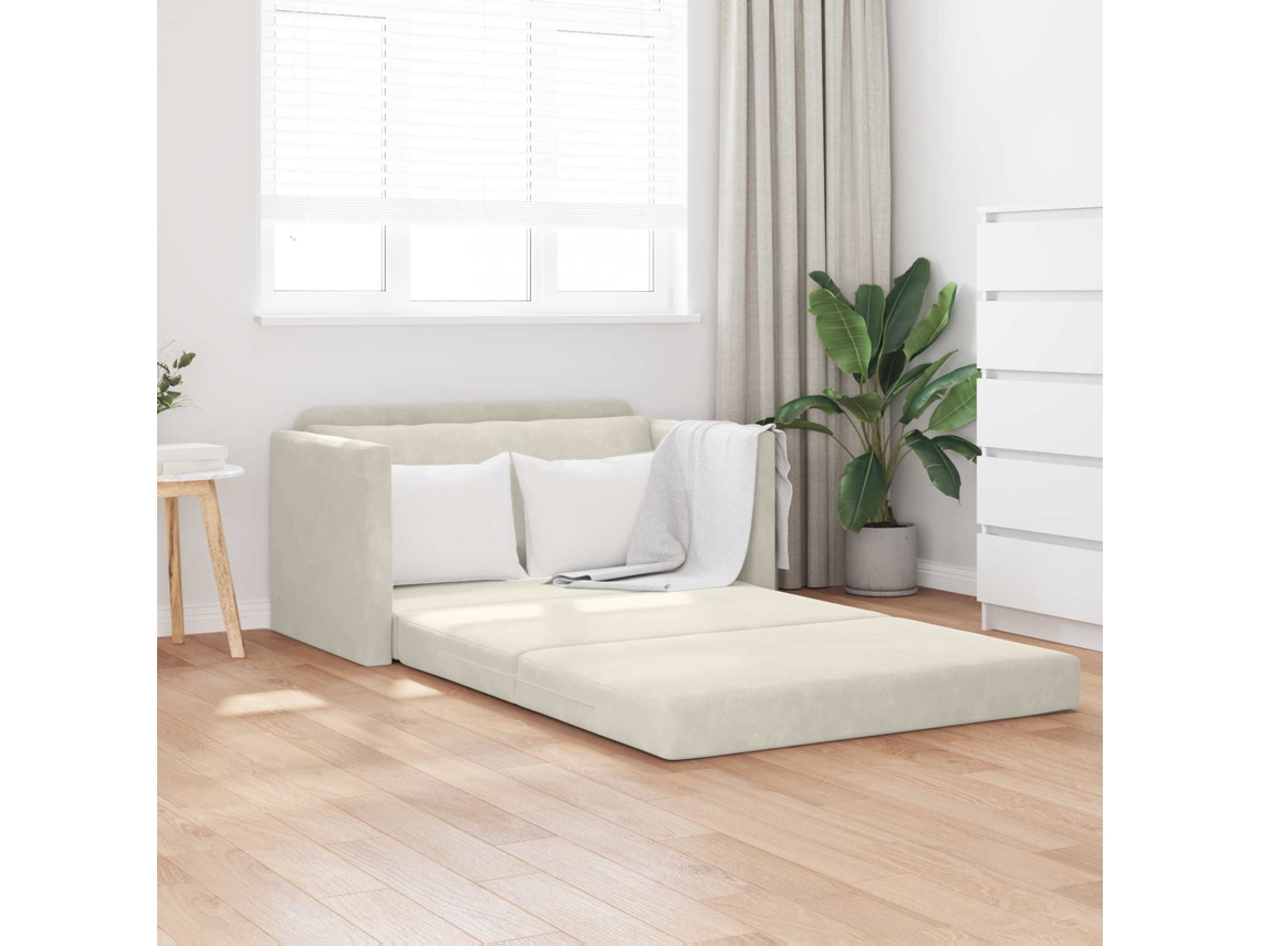 Vidaxl Sofá-cama Creme 124 X 71 X 78 Cm Veludo