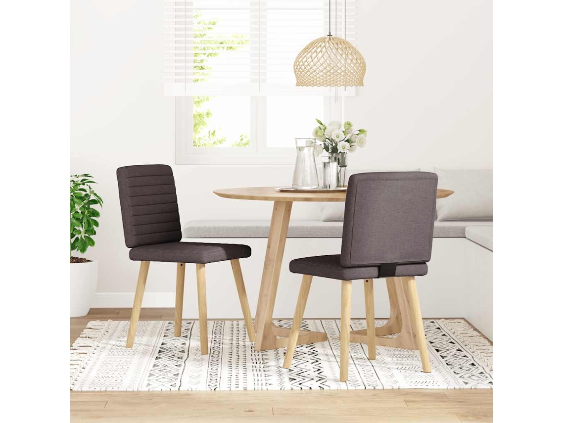 Vidaxl Cadeiras De Jantar 2 Pcs Tecido Castanho-escuro