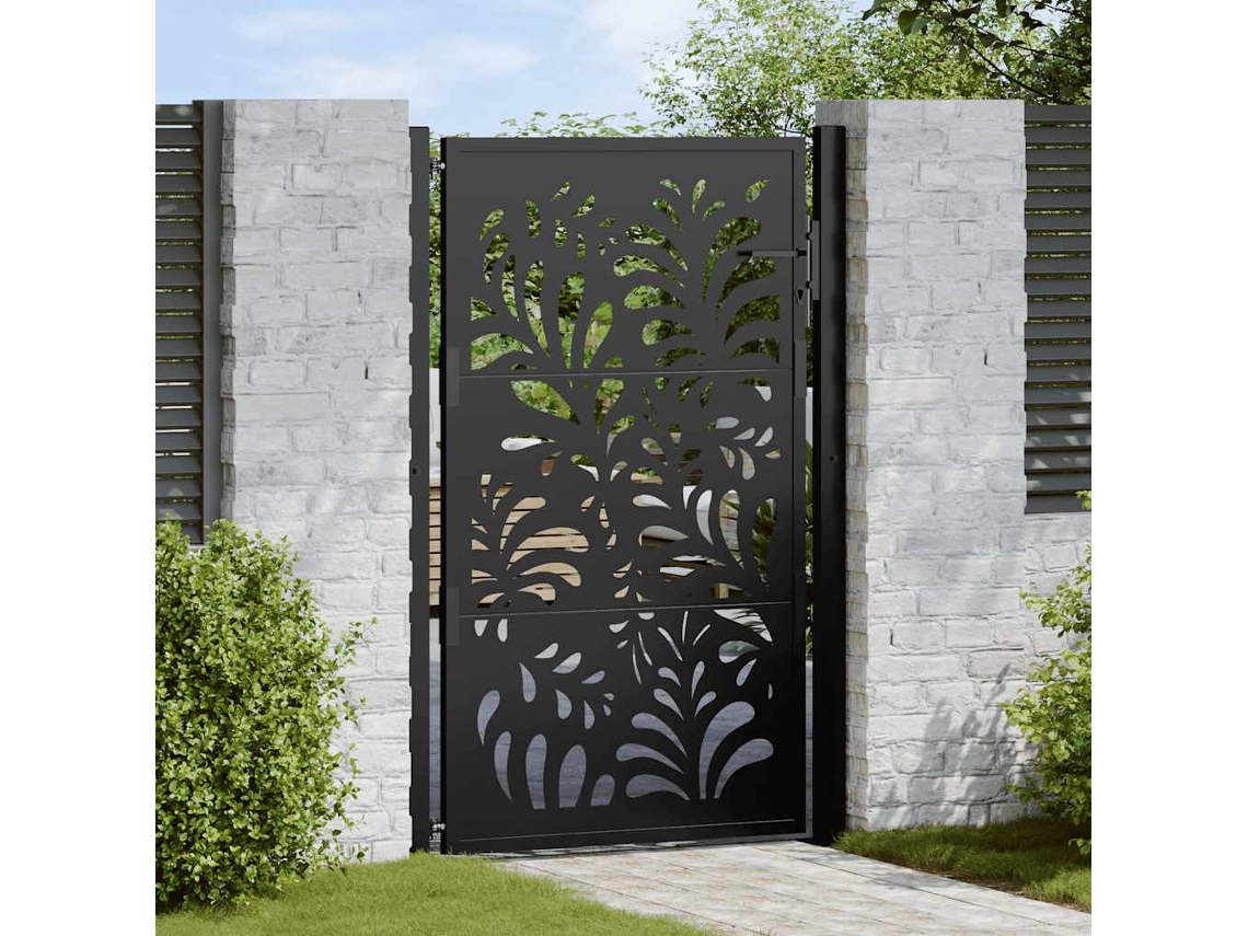 Portã£o De Jardim 105x155 Cm Projeto De Onda De Aã§o Preto DKD HOME DECOR