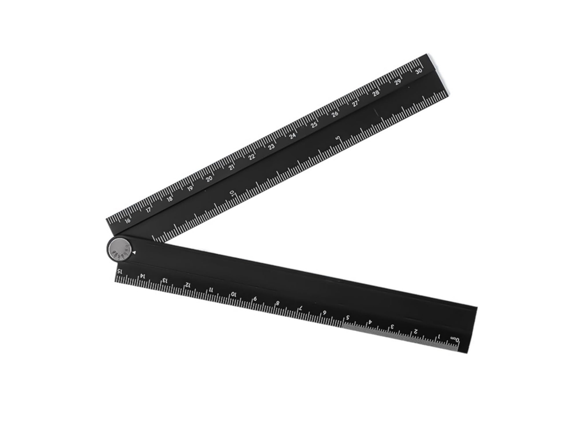 Régua dobrável de alumínio de 30 cm, ferramenta de medição geométrica fácil de transportar para arquitetos e ferramentas de construção.
