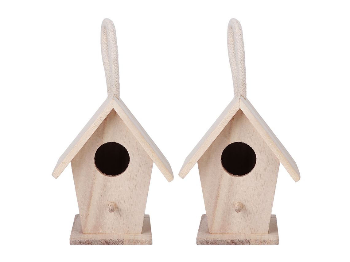 2pcs casa de pássaros de madeira para pendurar, box de nidificação decorativo para jardim exterior