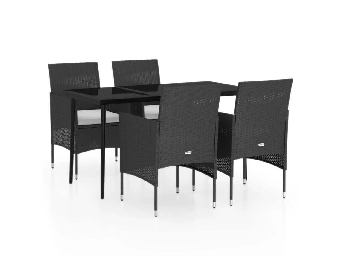 Garden Dining Set, Garden Dining Sets Vidaxl Preto Rattan / Vime (140 Cm Table Length)