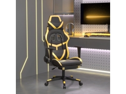 Vidaxl Cadeira Gaming C/ Apoio Pés Couro Artificial Preto E Dourado