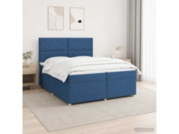 Vidaxl Cama Box Spring Com Colchão Azul 200 X 200 Cm Tecido