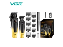 Conjunto De Máquina De Cortar Cabelo Elétrica (dourada), Recarregável, Com Gravação E Visor Digital Lcd.