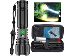 Lanterna Portátil Com Cob Recarregável Com 100000 Lumens, Alcance De 1000m, Zoom Ajustável E 6 Modos Luz, Ideal Para Jogador De Configura...