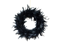 Coroa decorativa de penas pretas para Halloween enfeite de porta de festa LAXISCREED