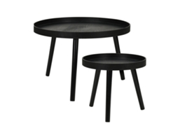 Conjunto de 2 mesas laterais redondas em MDF preto, com diâmetros de 60 cm e 38 cm, Wellhome