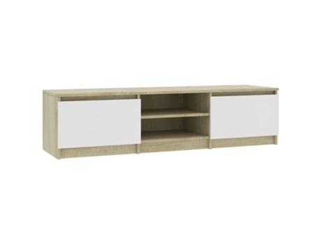 Móvel TV 140x40x35,5cm contraplacado cor branco/carvalho sonoma