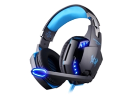 Fone de Ouvido para Jogos com Microfone Estéreo de Graves Profundos e Luzes Led. MDUG (azul)