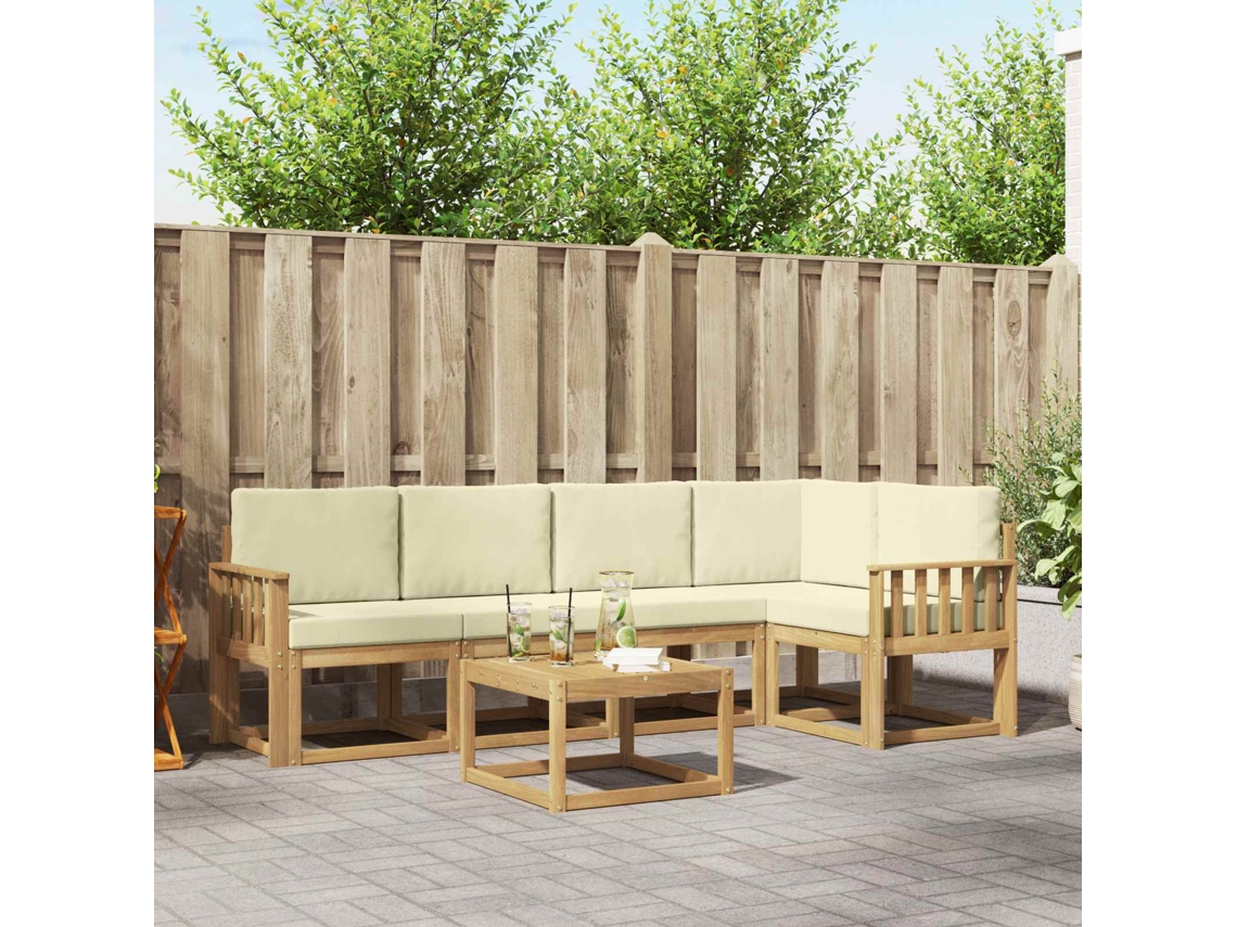 Vidaxl Conjunto De Sofás Para Exterior 6 Pcs Branco E Creme