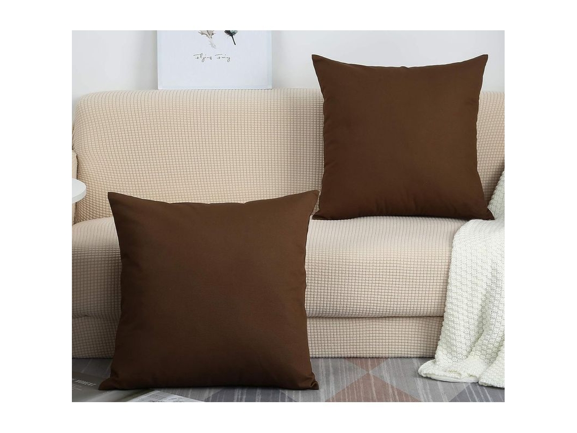 2 Capas De Travesseiro De Linho De Algodão 100% Feitas À Mão, 18''x18'', Café