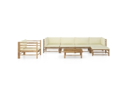 Maison Exclusive - 7 Pcs Conj. Lounge P/ Jardim Em Bambu C/ Almofadões Branco Nata