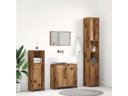 Vidaxl 4 Pcs Conj. Móveis Casa Banho Derivados Madeira Madeira Velha
