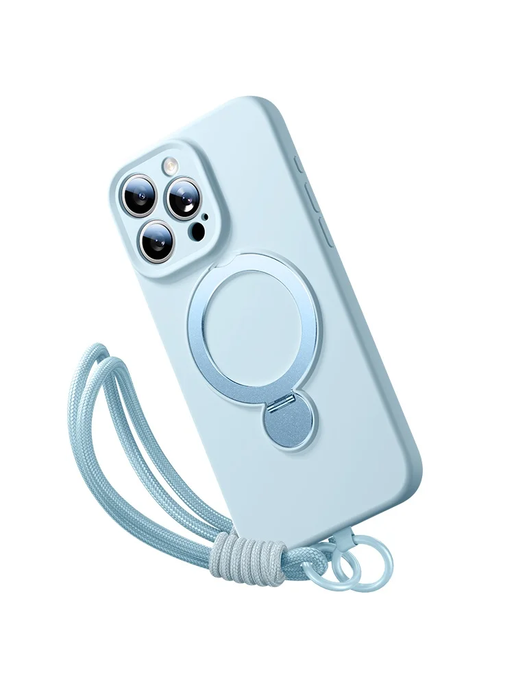 (iphone 17 Azul Celeste) Capa Magnética Magsafe Para Celular Com Suporte Giratório 360°