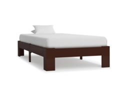 Estrutura De Cama 90x200 Cm Pinho Maciço Castanho-escuro