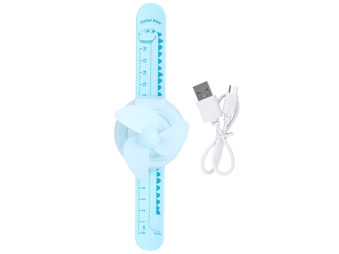 Ventilador Pulso Infantil Mini Usb Azul Ajustável Forma Relógio