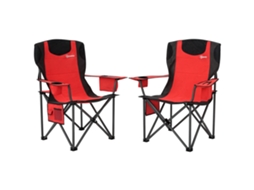 Conjunto 2 cadeiras de camping, com bolsa térmica, porta copos, 94x62x100cm, vermelho