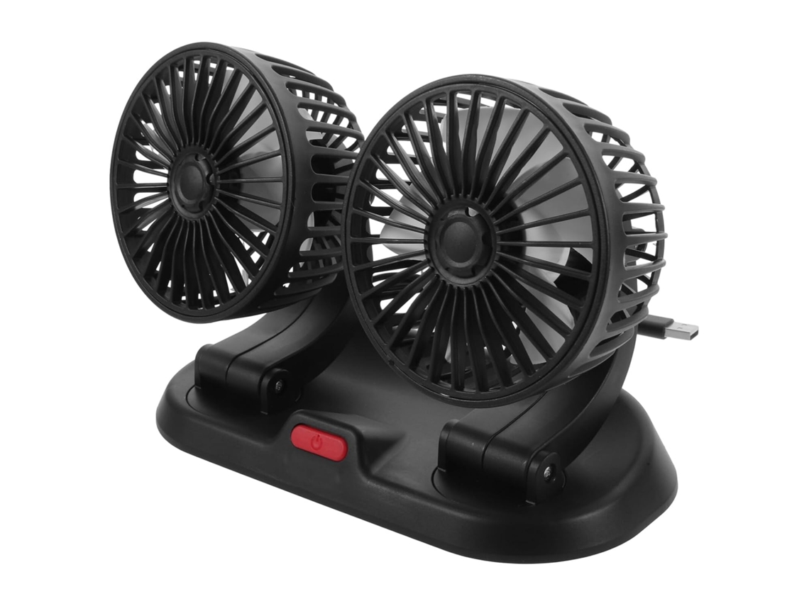 Ventilador Portátil Para Carro Com Cabeça Dupla Giratória Em Abs