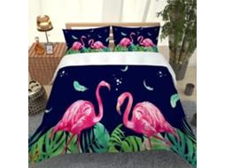 Capa de Edredom com Estampa Flamingo em Microfibra Fronha 140x200cm, 140 X 200 Cm