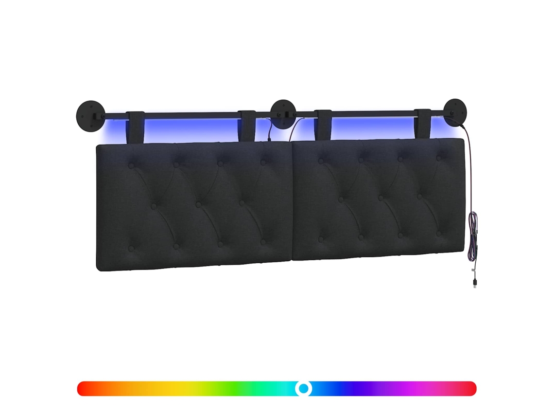 Conjunto 1 Cabeceira Suspensa Vidaxl Preto Tecido (150 X 55 X 7 Cm)