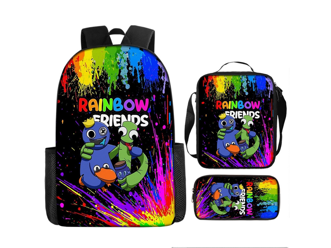 Conjunto De Mochila Infantil Com Estampa De Arco-íris E Três Peças: Mochila, Mochila De Refeição A Tiracolo E Estojo, Modelo 21