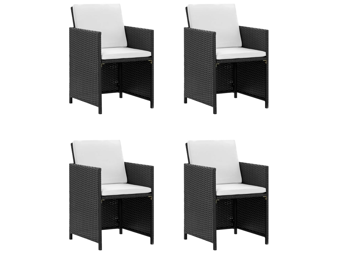 Conjunto de Jantar para Jardim 13 Pcs - Móveis de Jardim para Refeição Vime Pe Preto HARLANV1