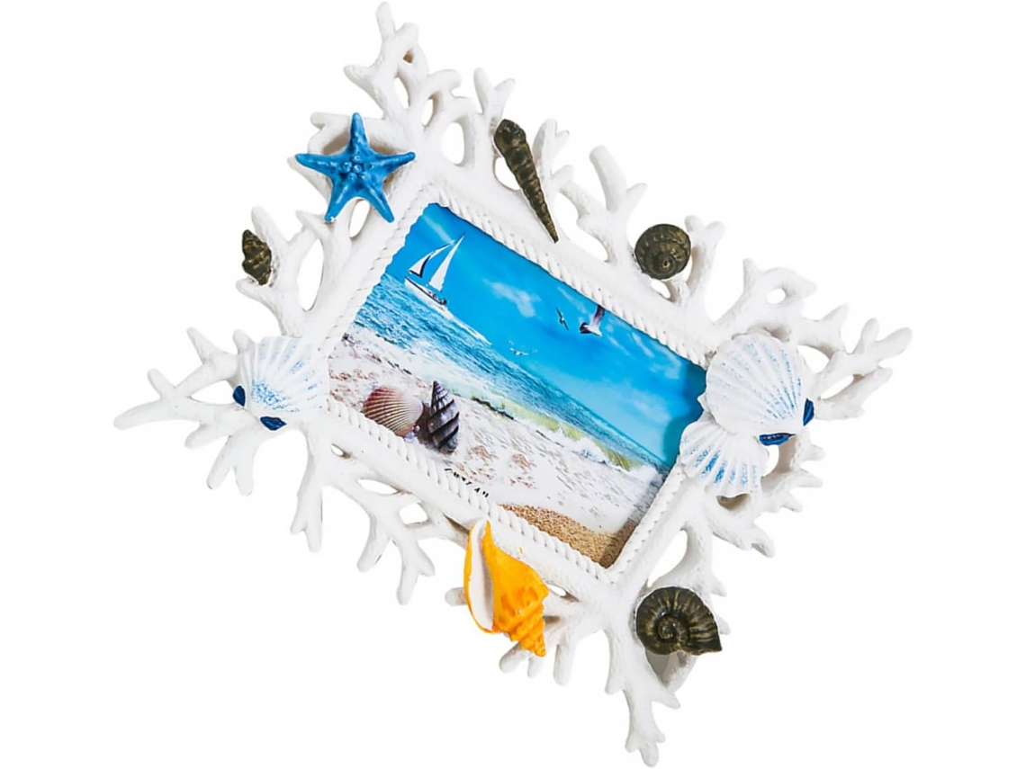 Porta Retratos Criativo Resina 15 Conchas Decorativas Romântico Mediterrâneo Casamento Decoração Original Cm GOKOCO