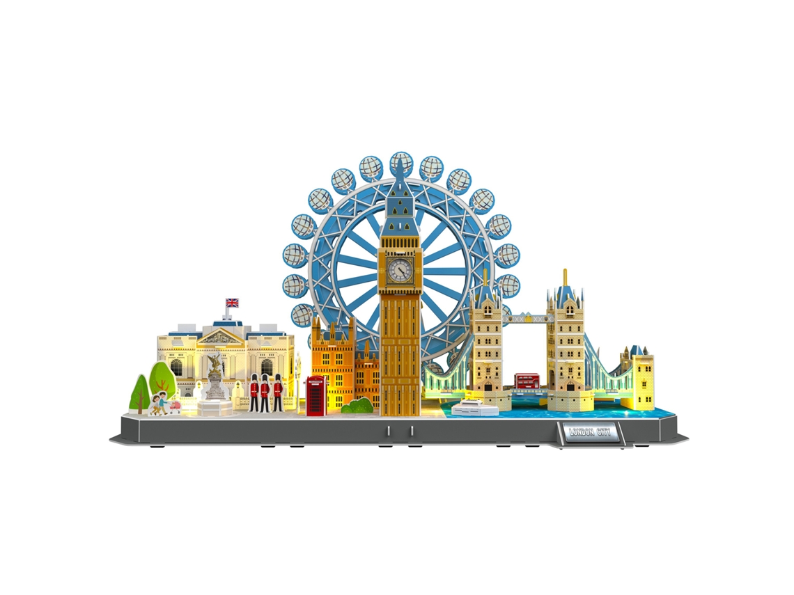 Quebra-cabeça 3d De Papelão Da Cidade De Londres, Com Luzes Led, 106 Peças, 51x19x28 Cm, Material: Papelão.
