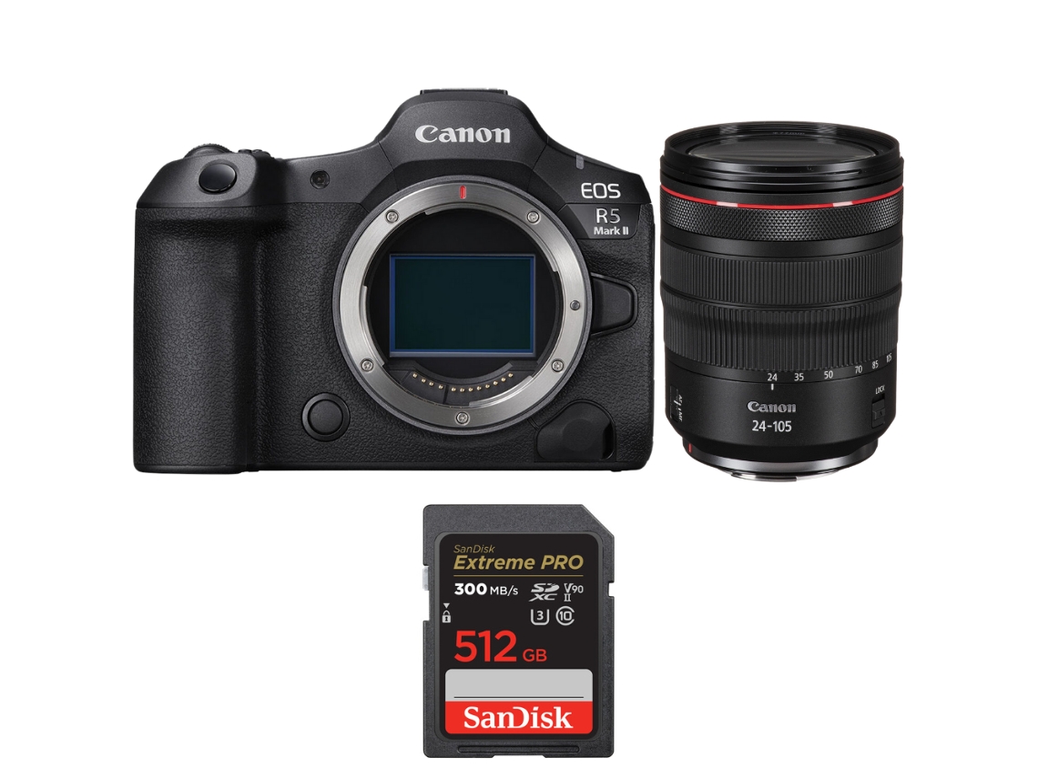 Eos R5 Mark Ii + Rf 24 105mm F/4 L Is Usm + 1 Sandisk 512gb Uhs ii 300mb/s + Ebook “20 Dicas para Fotos Que Impressionam” CANON
