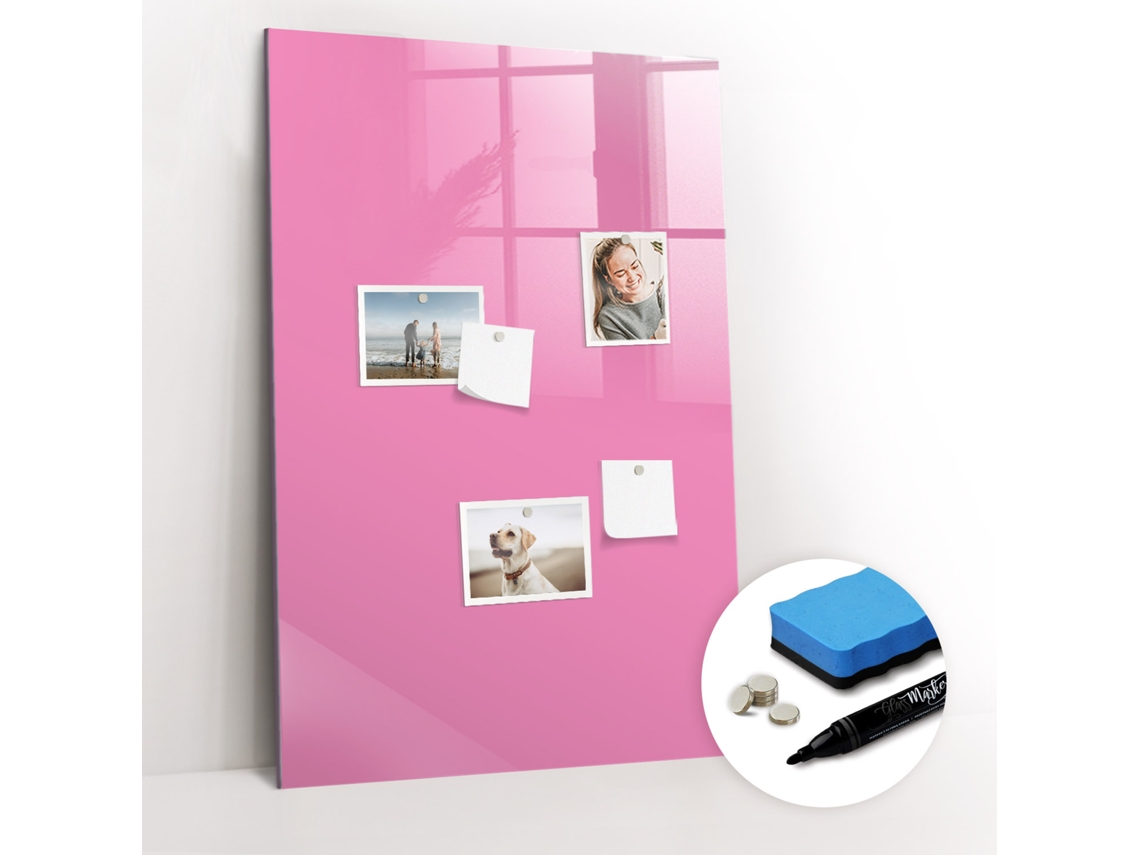 Quadro De Vidro Magnético Cor Rosa Para O Quarto Das Crianças Espelharte (60x90 Cm)