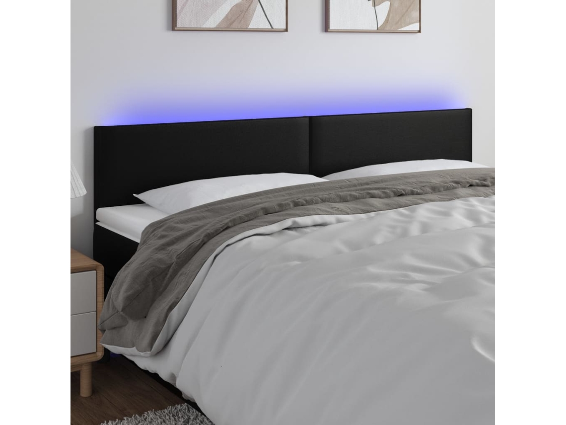 Cabecero con LED Piel Sintética 160x5x78/88 cm Negro