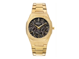 Relógio de Quartzo Masculino com Folhas em Relevo MDUG (dourado e Preto)
