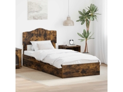 Vidaxl Cama Com Armazenamento Com Gaveta Carvalho Defumado 90 X 200 Cm