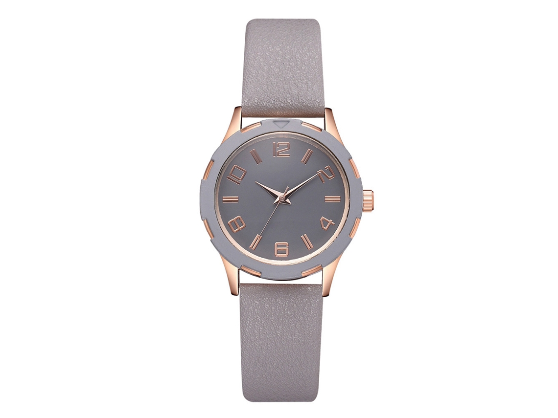 Relógio de Pulso Feminino Casual de Quartzo com Pulseira de Pu Prateado