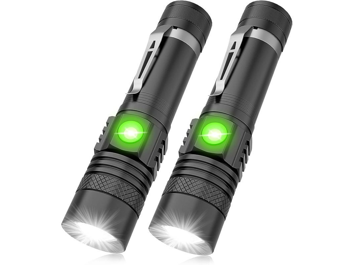 2 Lanternas Recarregáveis USB Super Brilhantes, para Camping e Excursionismo, Ipx6, 4 Modos S/MARCA