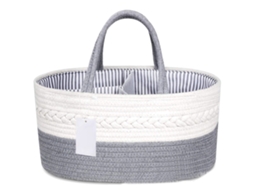 Primerox cesta de Armazenamento de Corda de Algodão Simples Bonita para Bebê Brinquedos 39x18x25cm Cinza