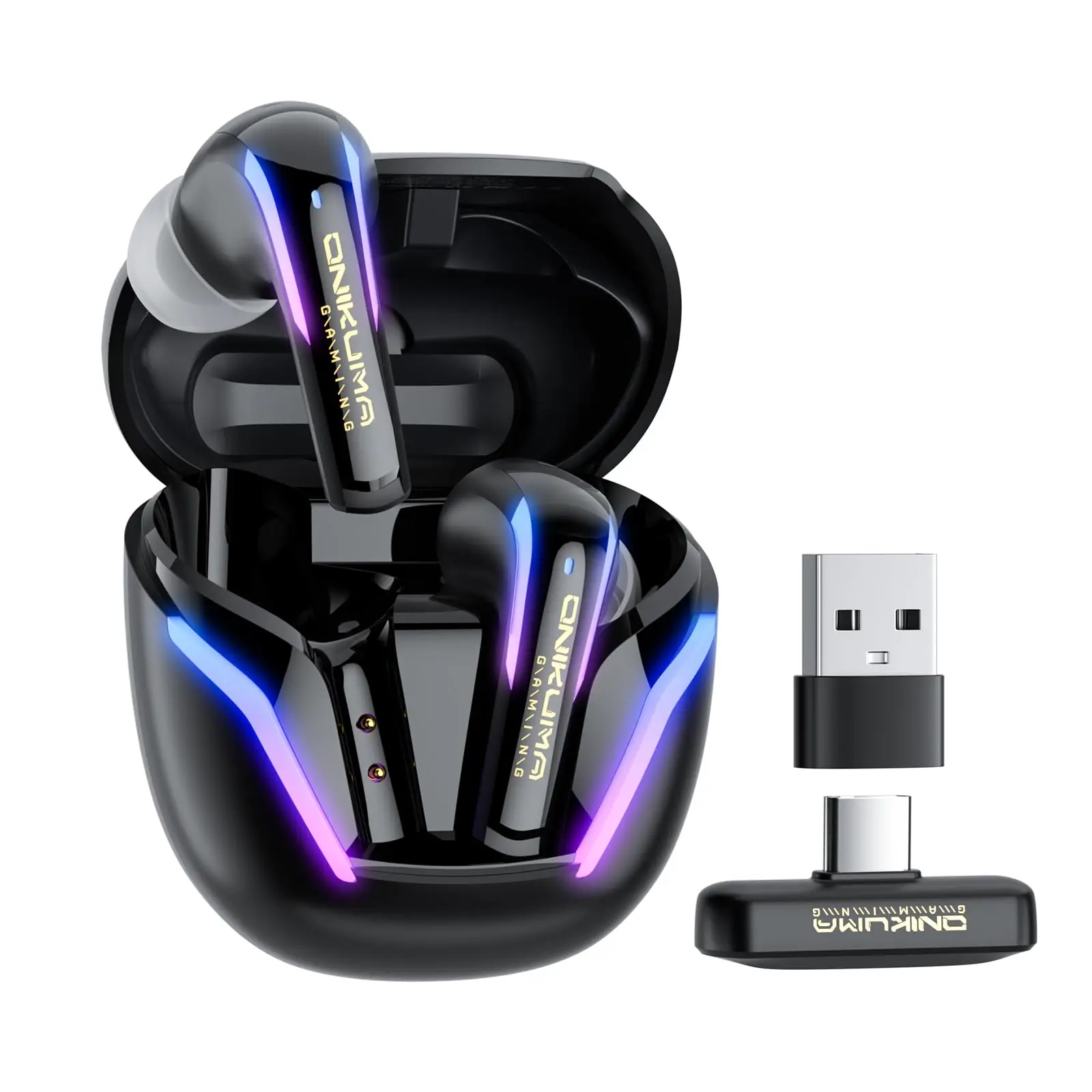 (preto) Fones De Ouvido Sem Fio, Controles De Toque, Baixa Latência, Carregamento Com Fio, Acompanha Estojo De Carregamento.