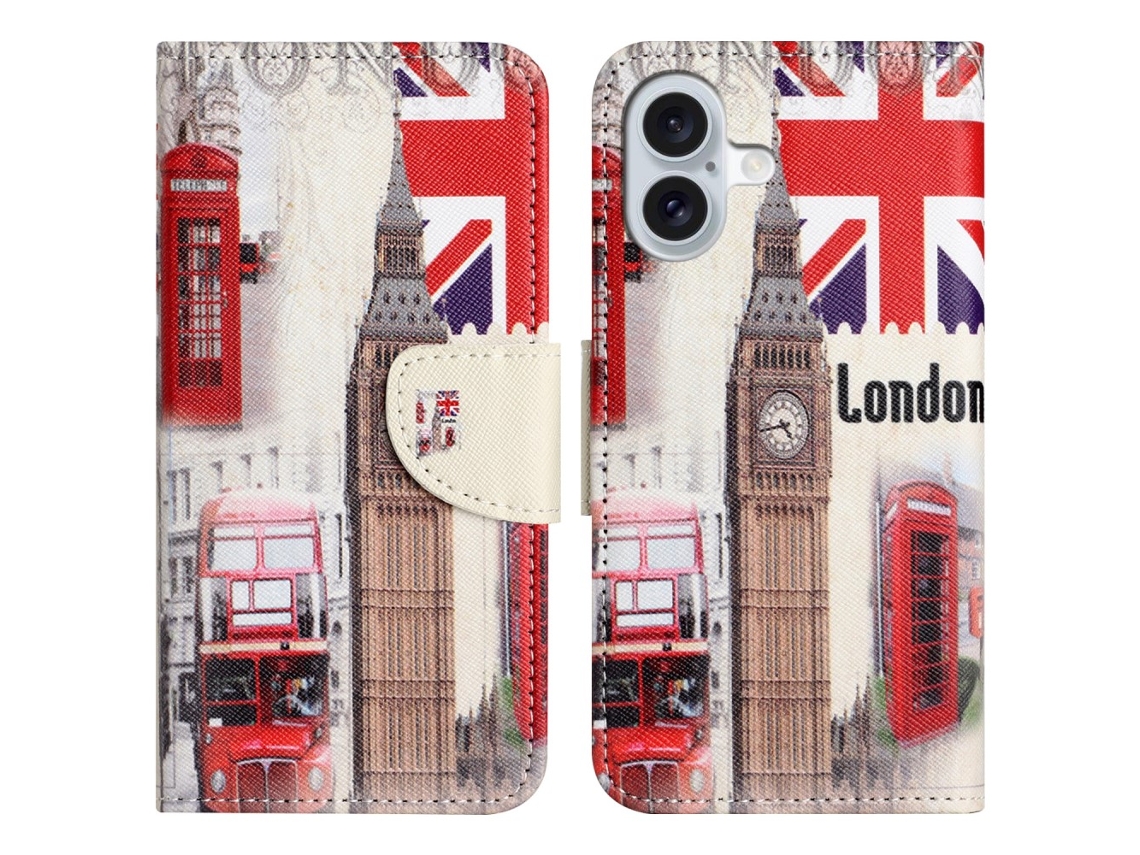 Capa Em Couro Pu Para Apple Iphone 16 Plus - Big Ben De Londres