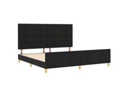 Cama Preta Com Botões Vidaxl Preto Fabric (200x200 Cm)
