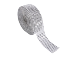 Fita de Malha com Rhinestone 10 Jardas Diamante Simulado Prata para Artes e Manufaturas S/MARCA