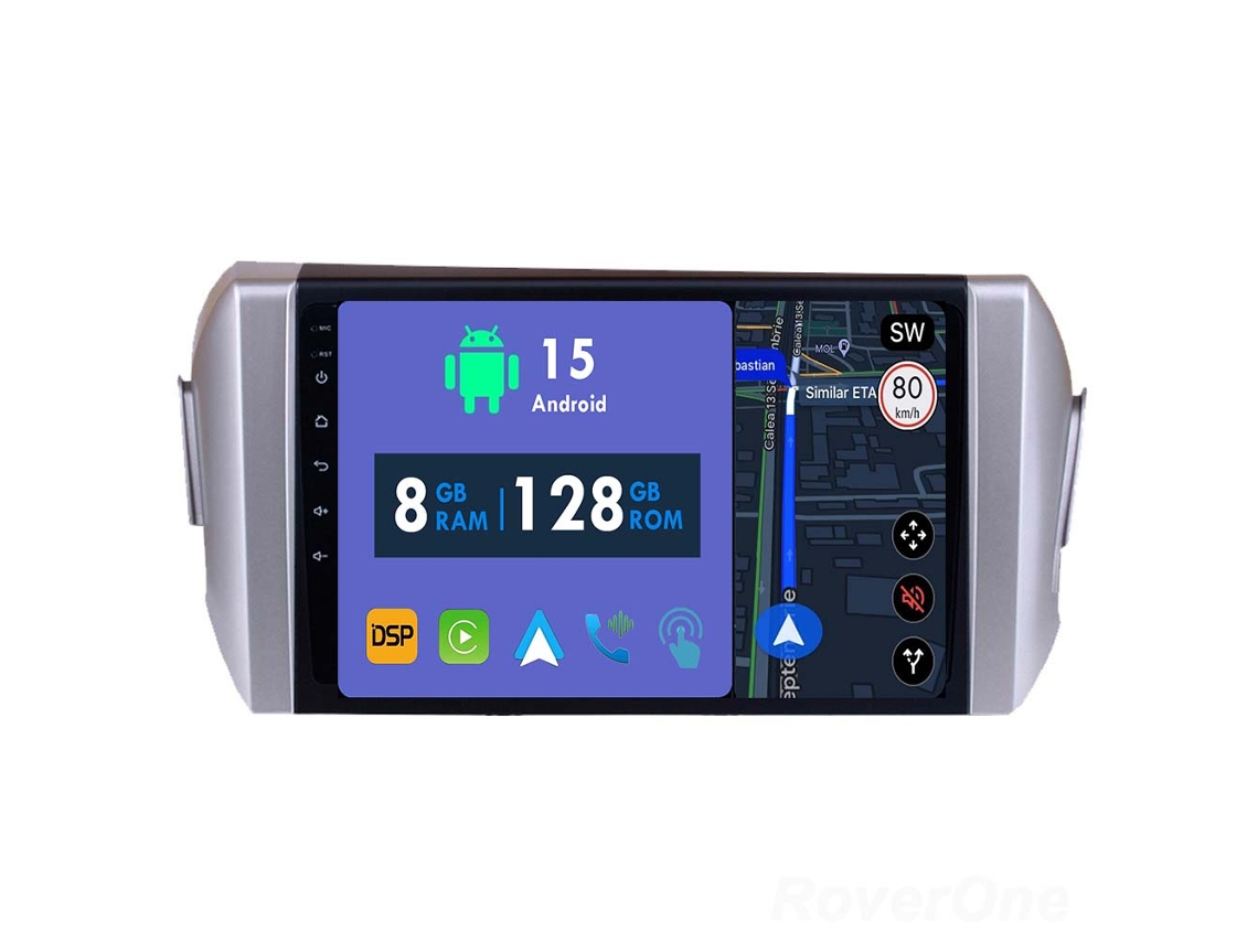 Auto Rádio Carro Bluetooth Autoradio 8GB RAM 128G ROM CarPlay Navegação GPS Ecrã Táctil RoverOne para Toyota Innova 2 2015-2022  