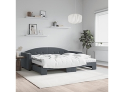 Sofá cama con cajón y colchones 90x190cm Terciopelo Gris Oscuro