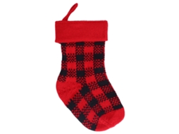 Meia de Natal Mini Tecidos Acrílico Decoração Árvore Vermelho Preto