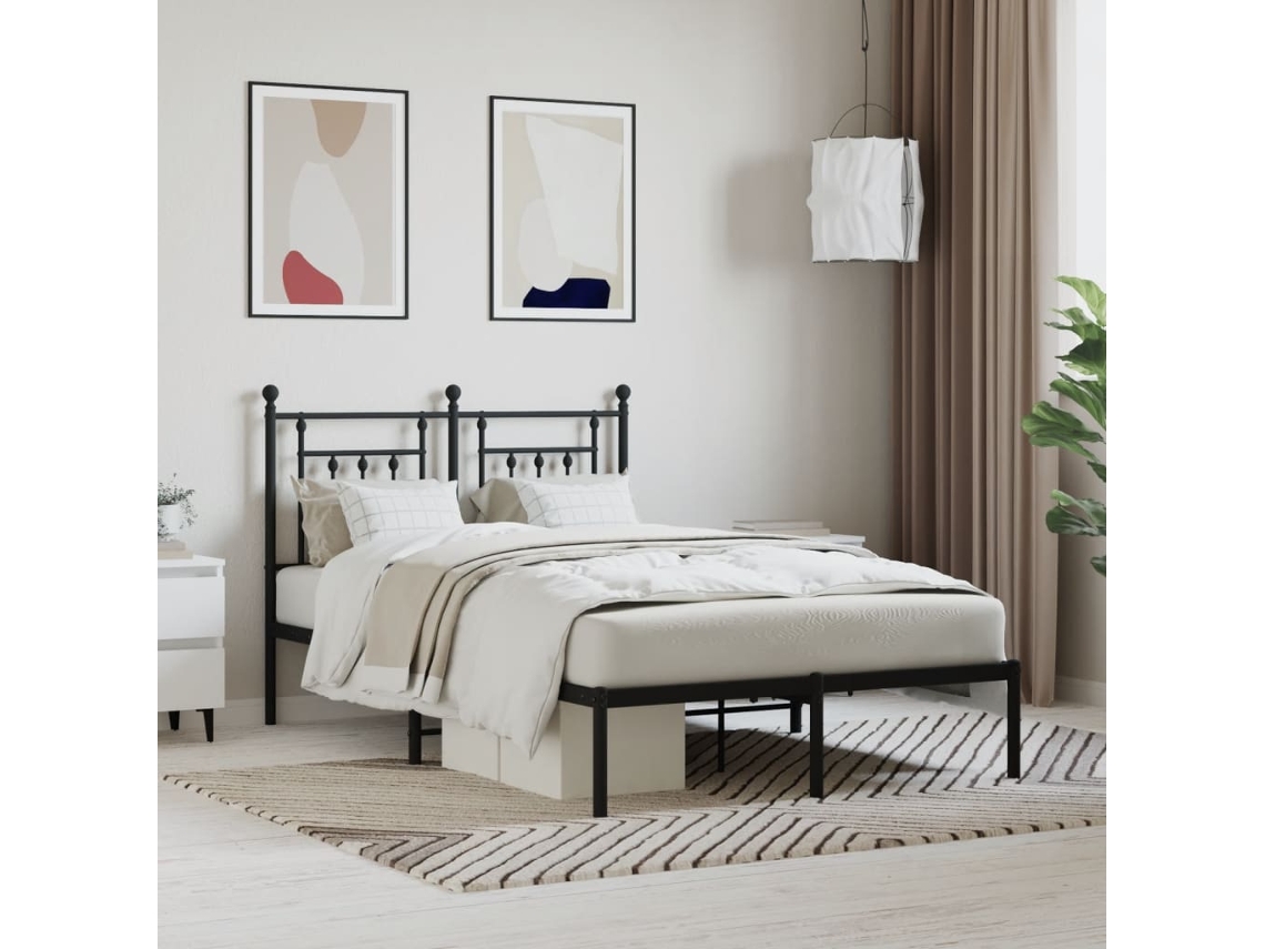 Estrutura De Cama Com Cabeceira 120x190 Cm Metal Preto