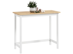 Mesa Alta, Efeito Carvalho, Compacta, Espaço Para 2 Pessoas, Madeira Natural+branco