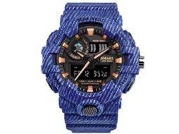 Relógio esportivo multifuncional Smael com pulseira de plástico azul-escura