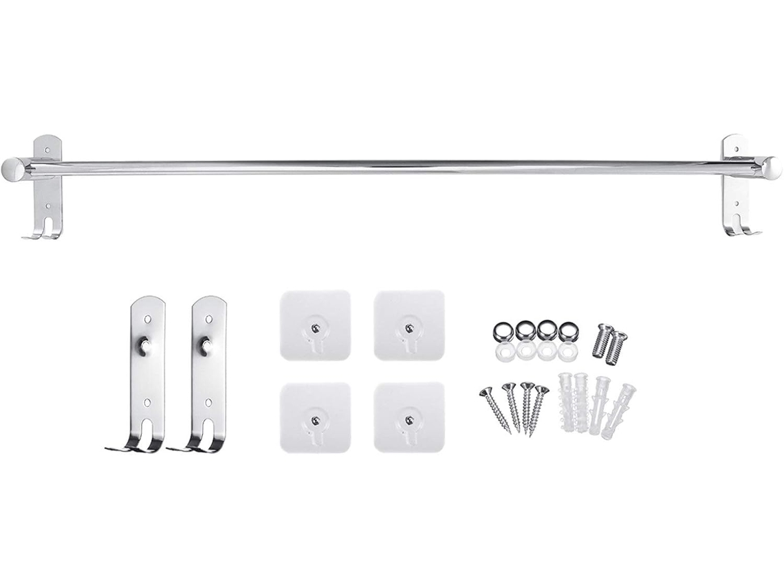 Suporte Para Toalhas De 80cm Em Aço Inoxidável, Com Acabamento Cromado, Autoadesivo, Para Banheiro, Dobrável E Com